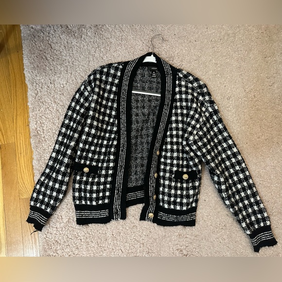 Aqua Checkered Cropped Cardigan size small - Picture 6 of 12